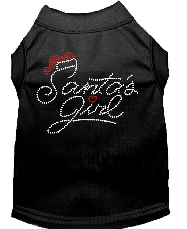 Santa's Girl Rhinestone Dog Shirt Black XS